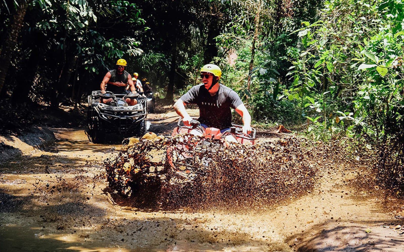 Gear up for a muddy, adrenaline-pumping off-road challenge through tropical landscapes.